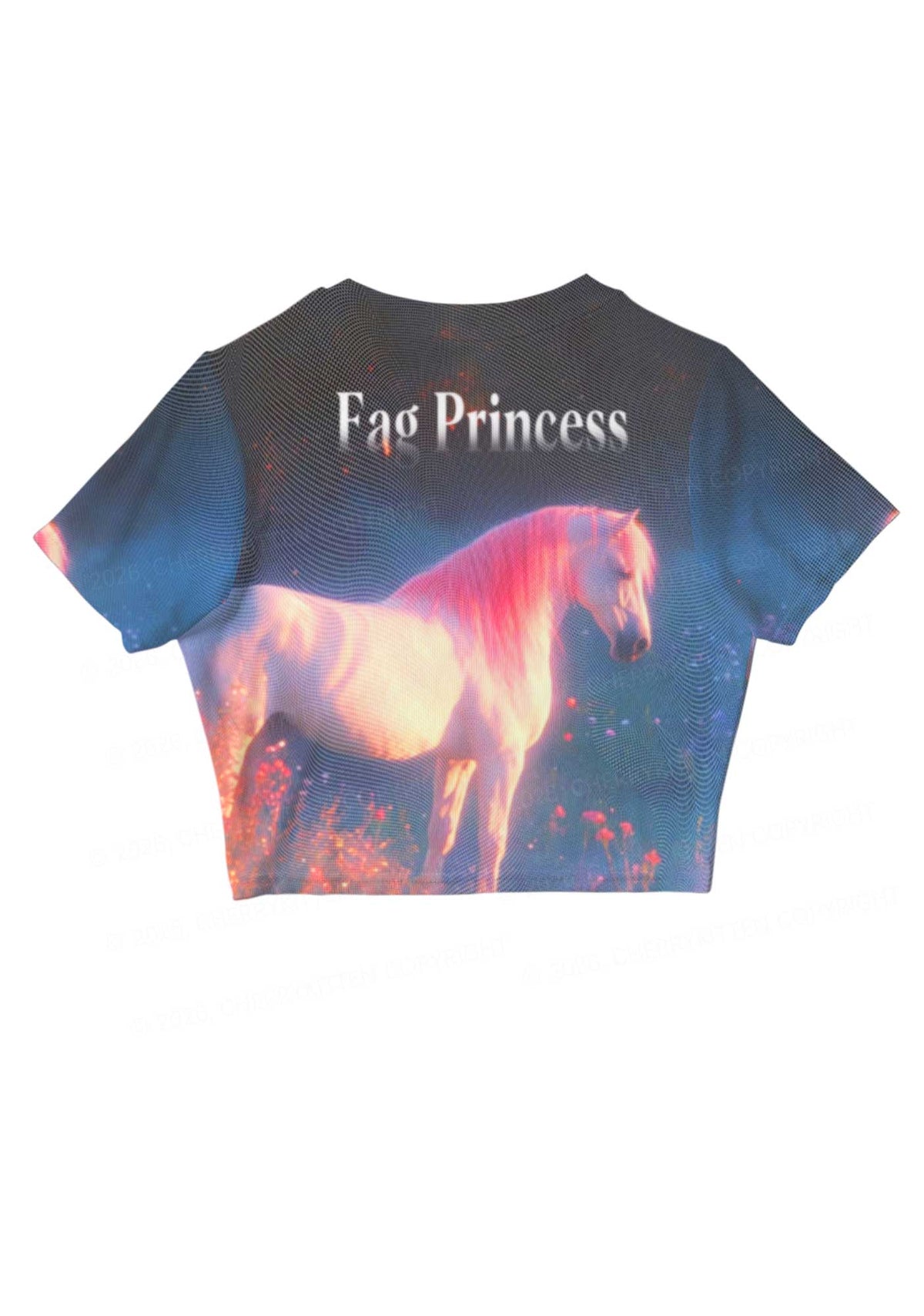 Fag Princess Horse Pride Y2K Mesh Crop Top Cherrykitten