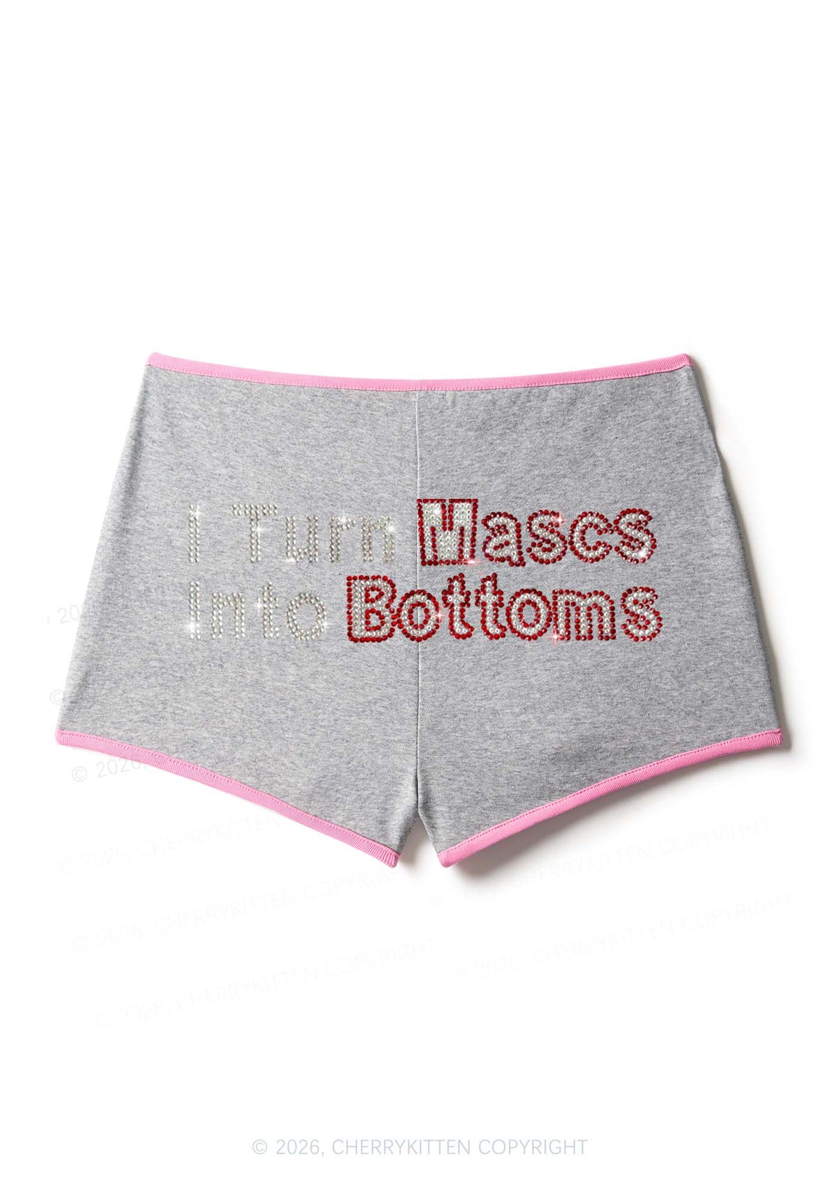 Rhinestone I Turn Mascs Into Bottoms Y2K Booty Shorts Cherrykitten