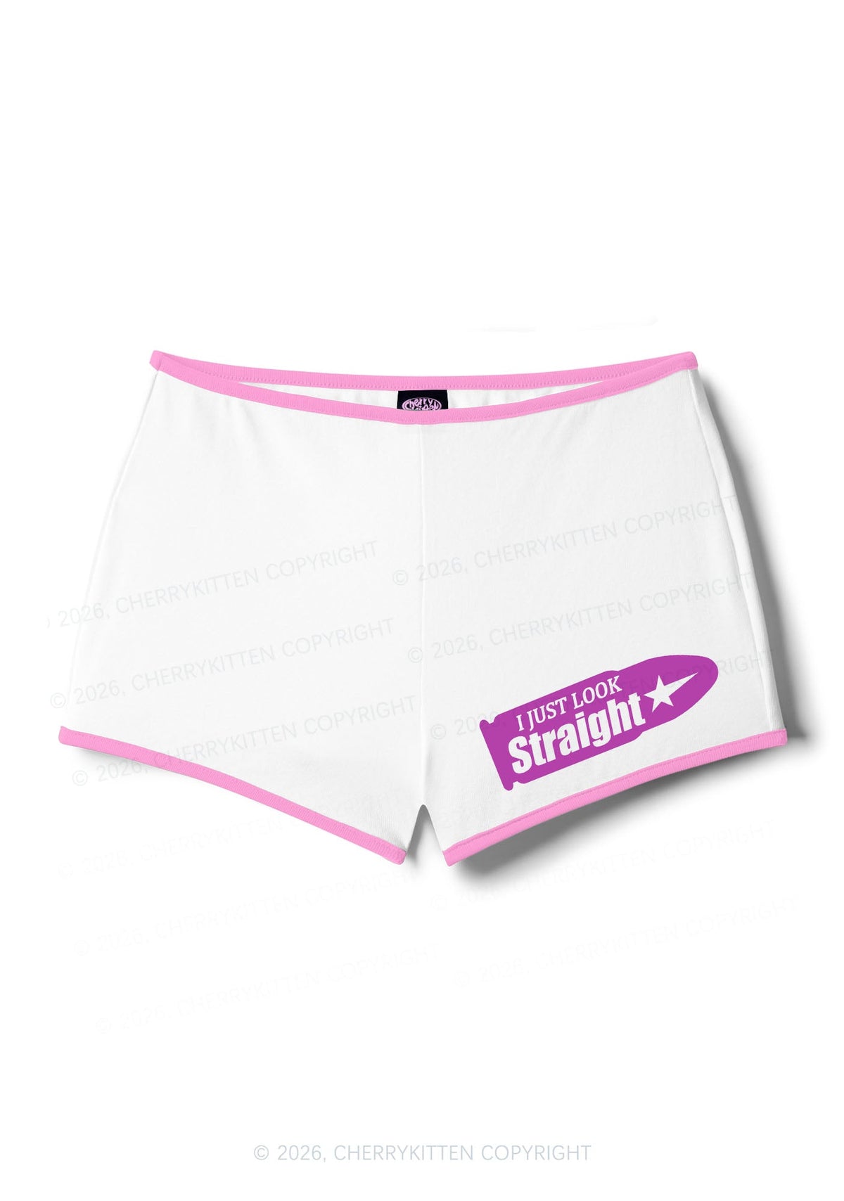 I Just Look Straight Pride Y2K Booty Shorts Cherrykitten