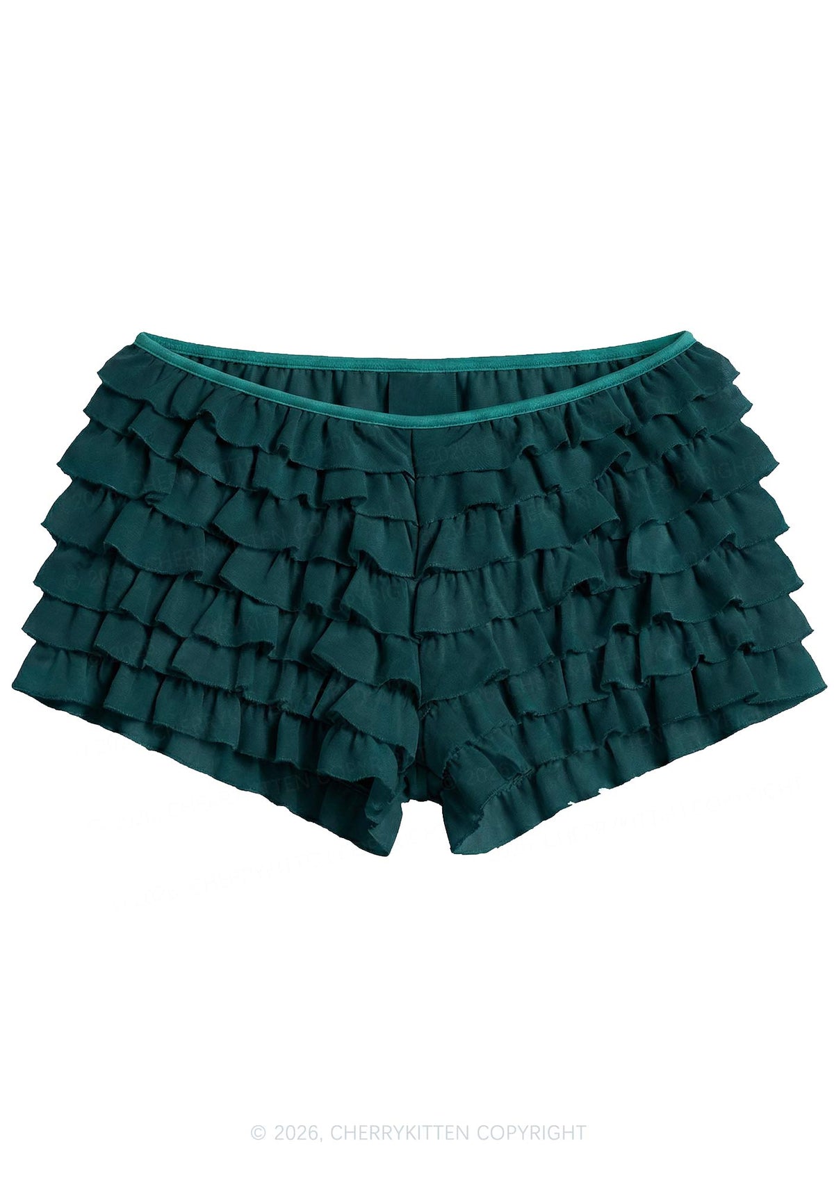 Y2K Mesh Ruffle Layered Shorts With Back Bow Cherrykitten