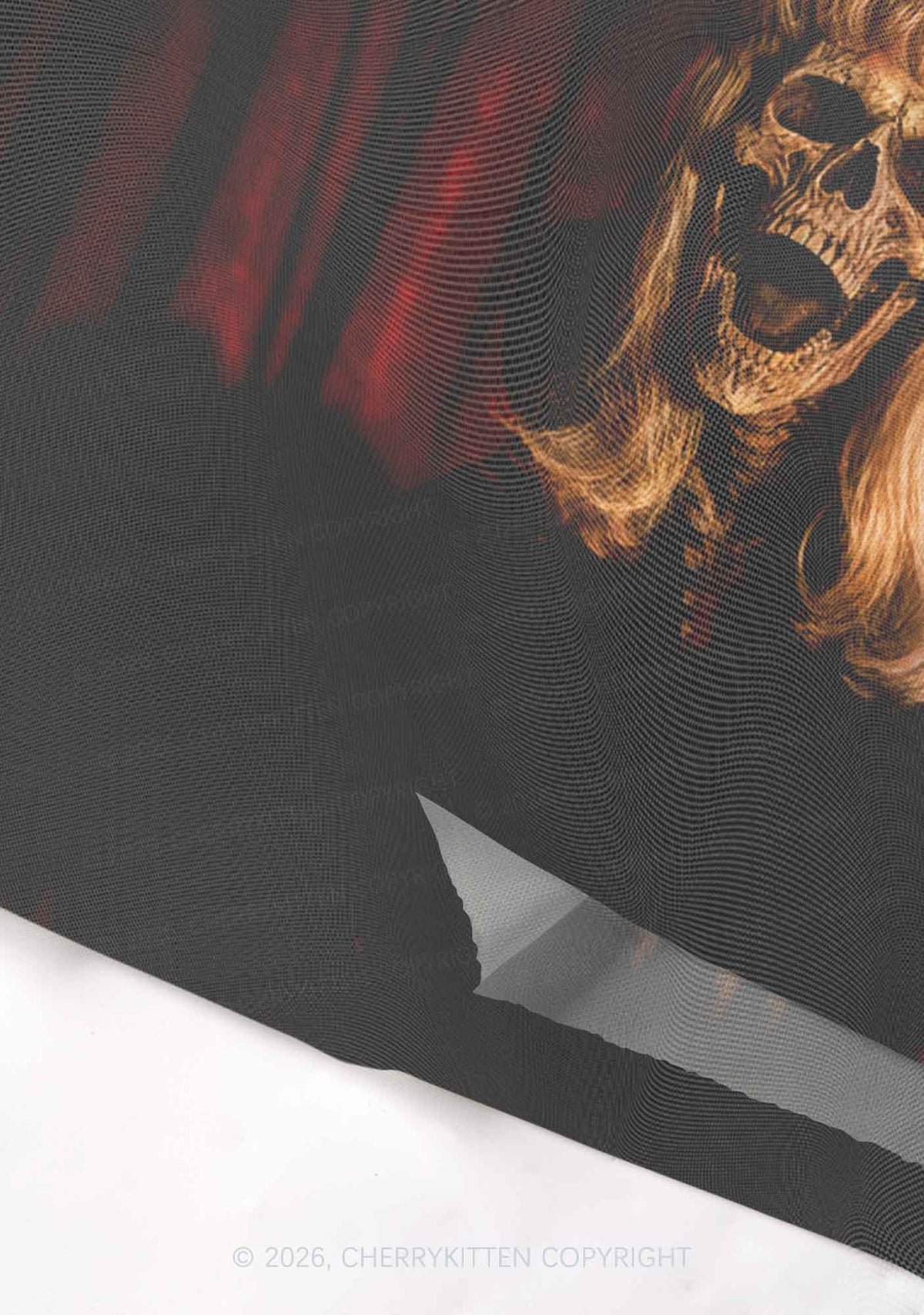 Halloween Blonde Skull Y2K Mesh Crop Top Cherrykitten