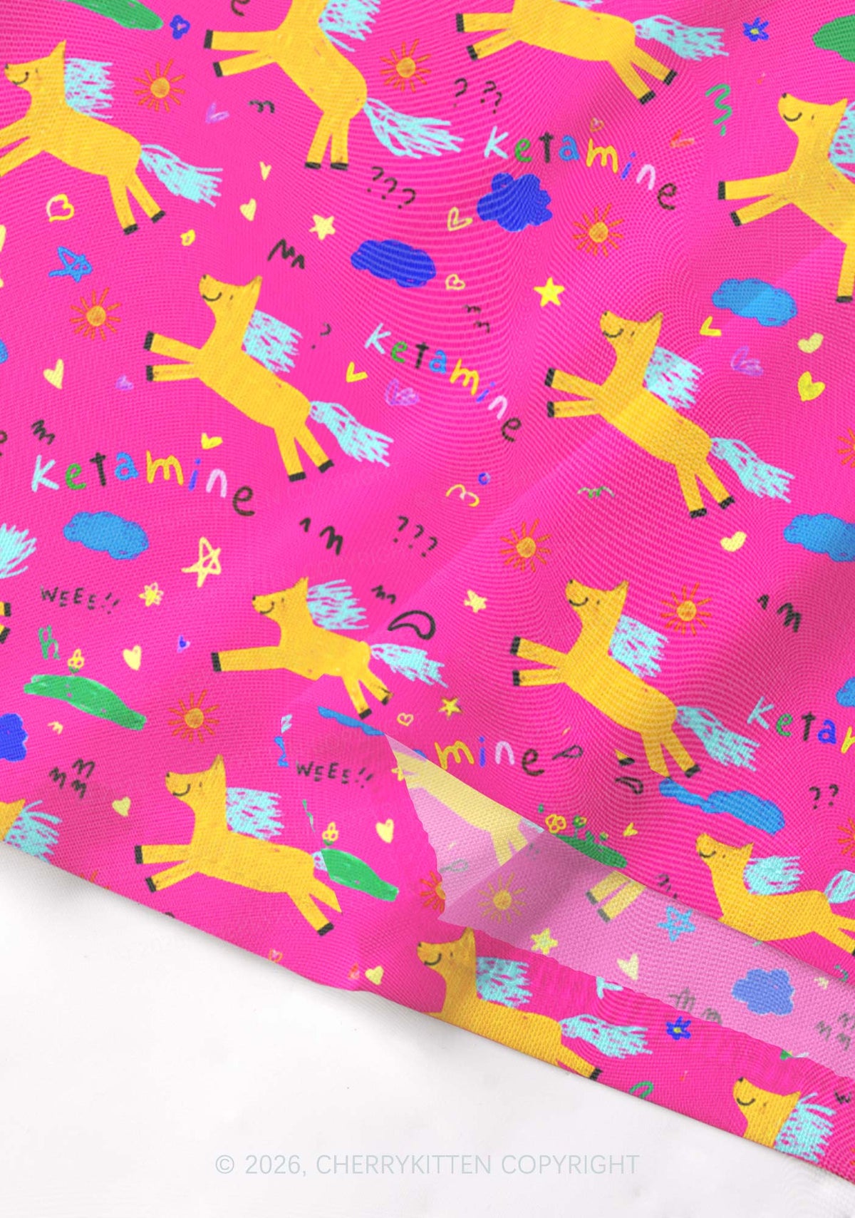 Orange Pony On Hot Pink Y2K Mesh Crop Top Cherrykitten
