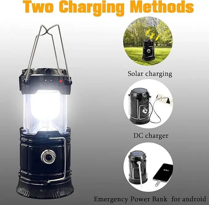 4-Pack Foldable LED Lanterns, Waterproof Solar & USB Rechargeable Camping Lights with Adjustable Brightness and Flashlight Mode