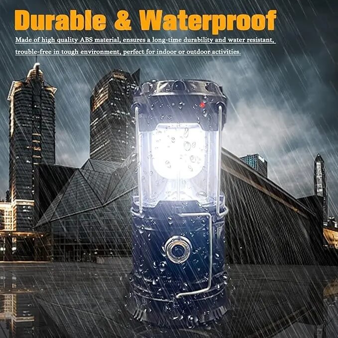 4-Pack Foldable LED Lanterns, Waterproof Solar & USB Rechargeable Camping Lights with Adjustable Brightness and Flashlight Mode