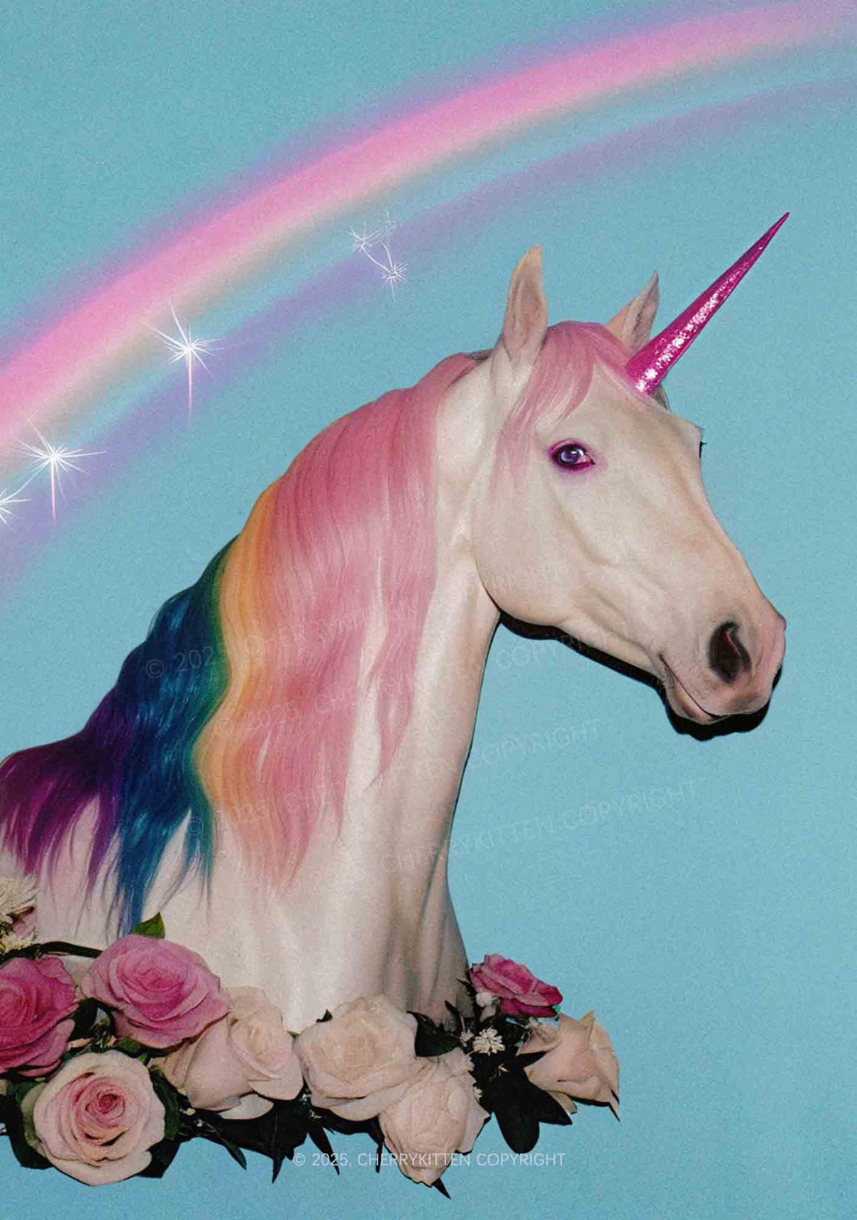 Colorful Unicorn Y2K Mesh Crop Top Cherrykitten