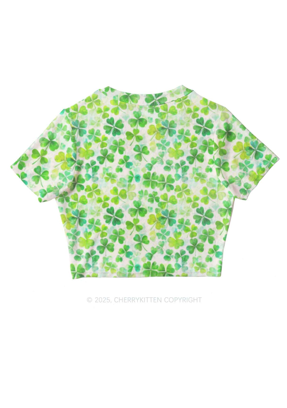 Green Shamrock Y2K Mesh Crop Top Cherrykitten