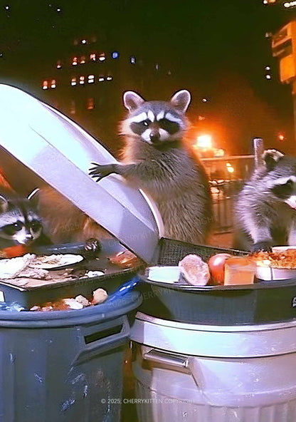 Raccoon Trash Party Y2K Mesh Crop Top Cherrykitten