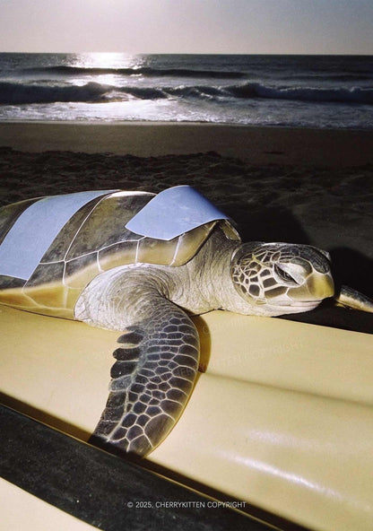Turtle On Surfboard Y2K Mesh Crop Top Cherrykitten