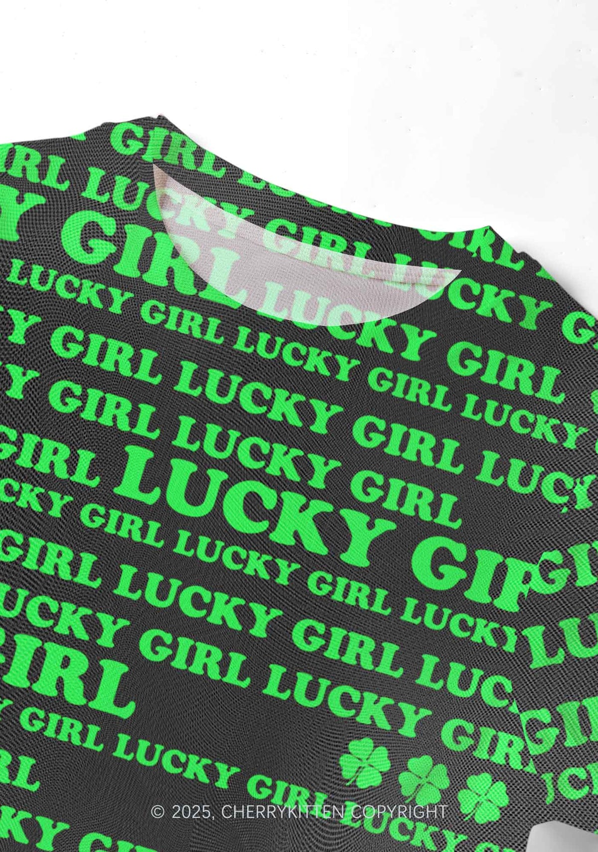 Lucky Girl Y2K Mesh Crop Top Cherrykitten