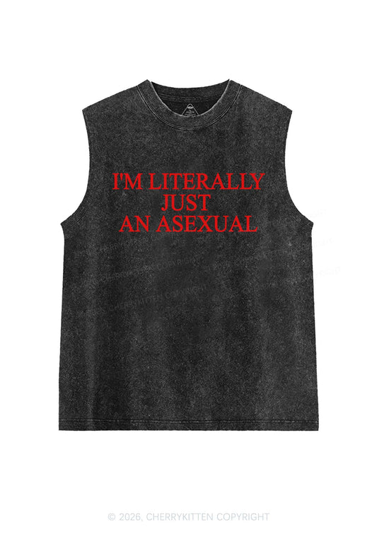 Im Literally Just An Asexual Pride Y2K Washed Muscle Tank Cherrykitten