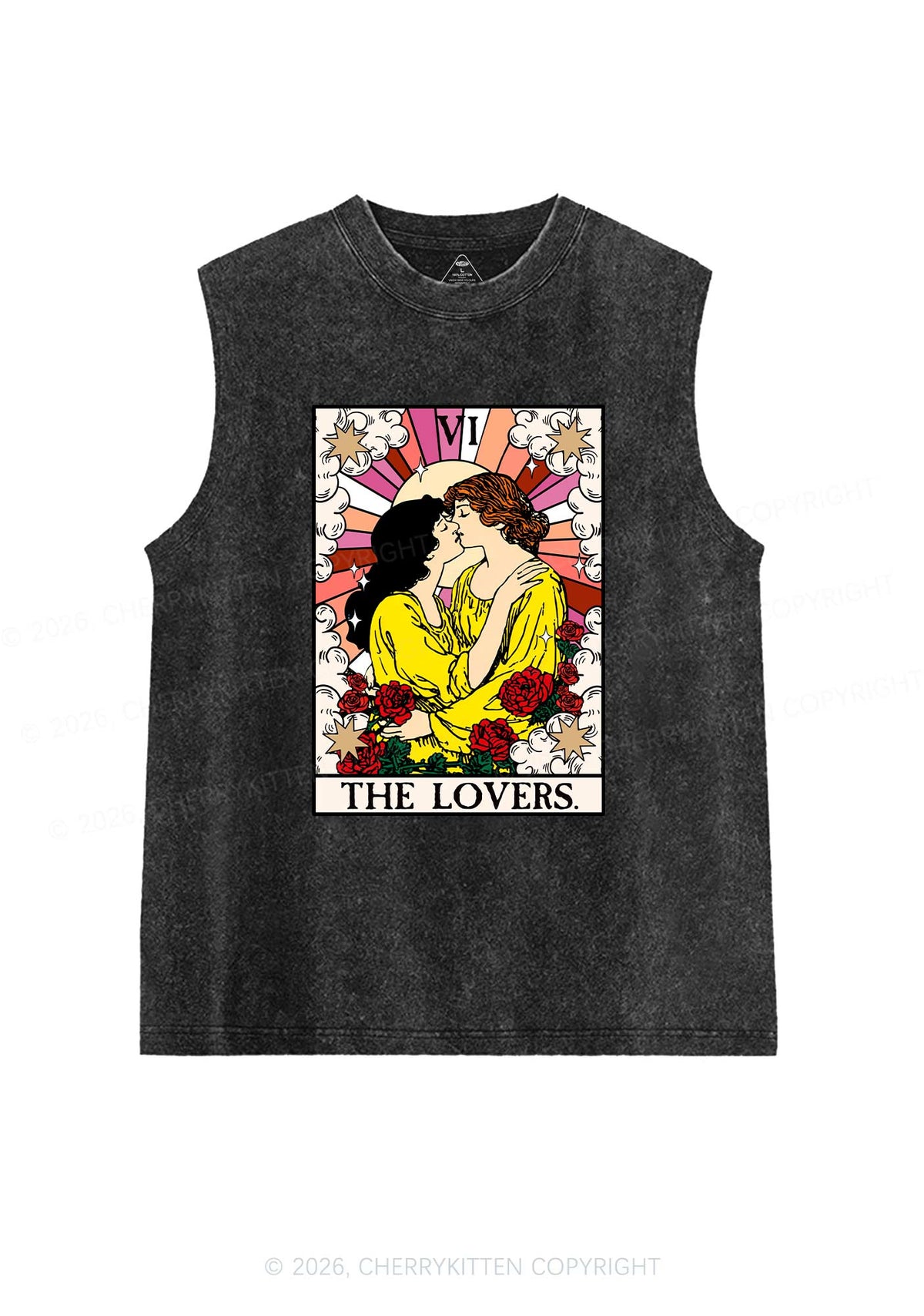 Kissing Lesbians Pride Y2K Washed Muscle Tank Cherrykitten