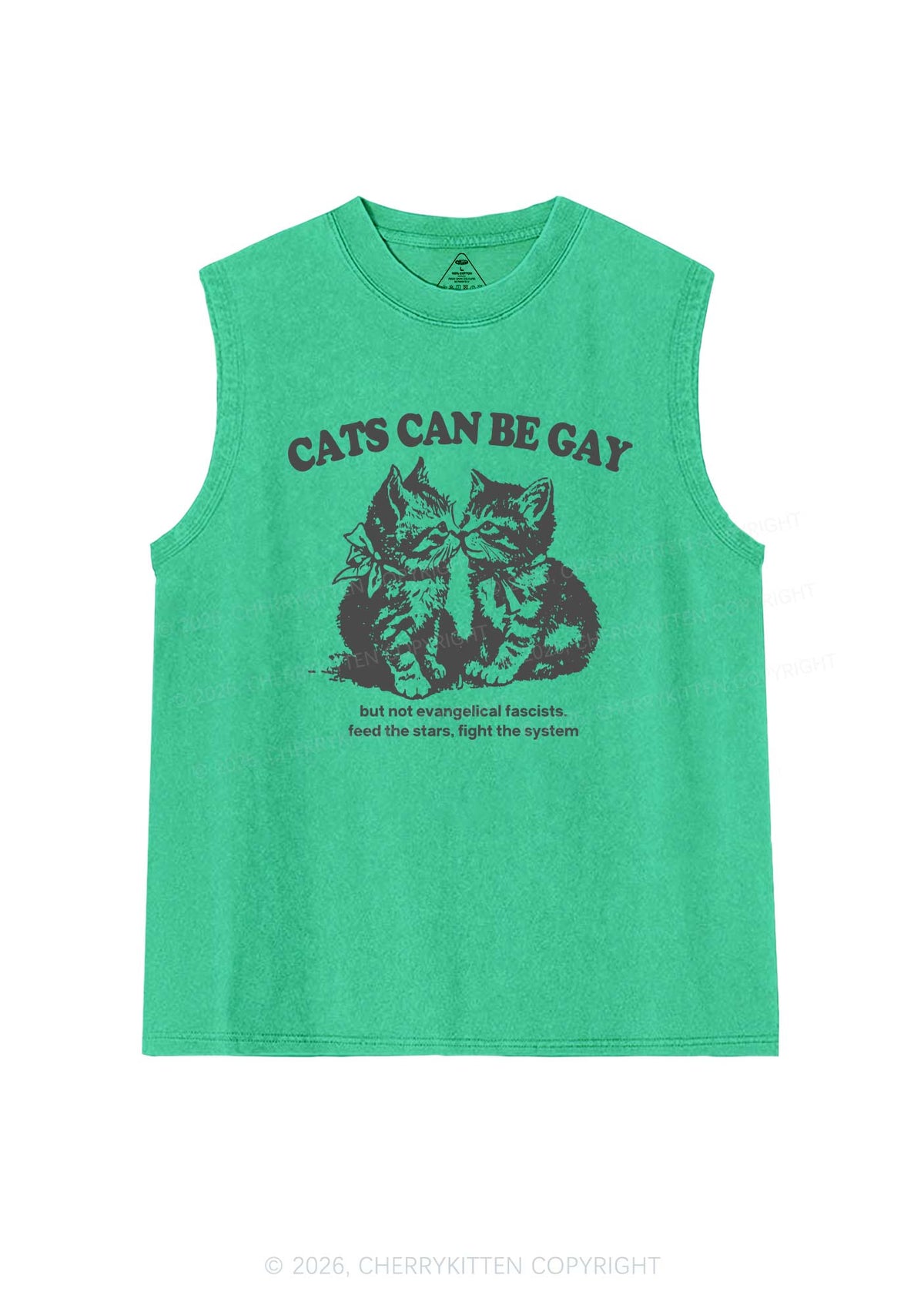 Cat Can Be Gay Pride Y2K Washed Muscle Tank Cherrykitten
