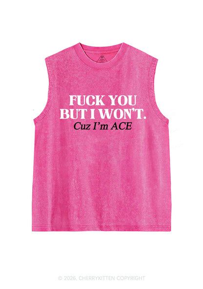 Fxxk You Cuz Im Ace Pride Y2K Washed Muscle Tank Cherrykitten