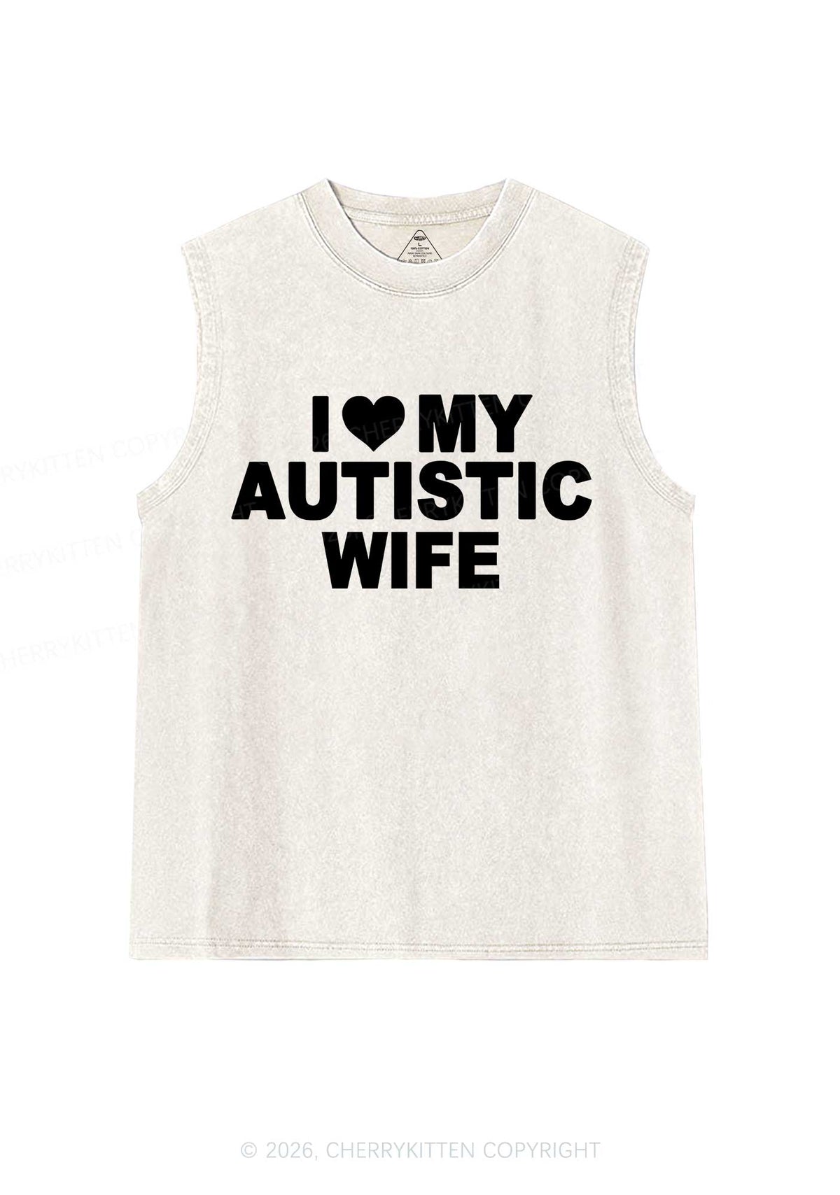 I Love My Autistic Wife Y2K Washed Muscle Tank Cherrykitten