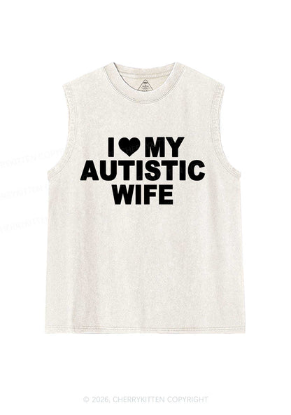 I Love My Autistic Wife Y2K Washed Muscle Tank Cherrykitten