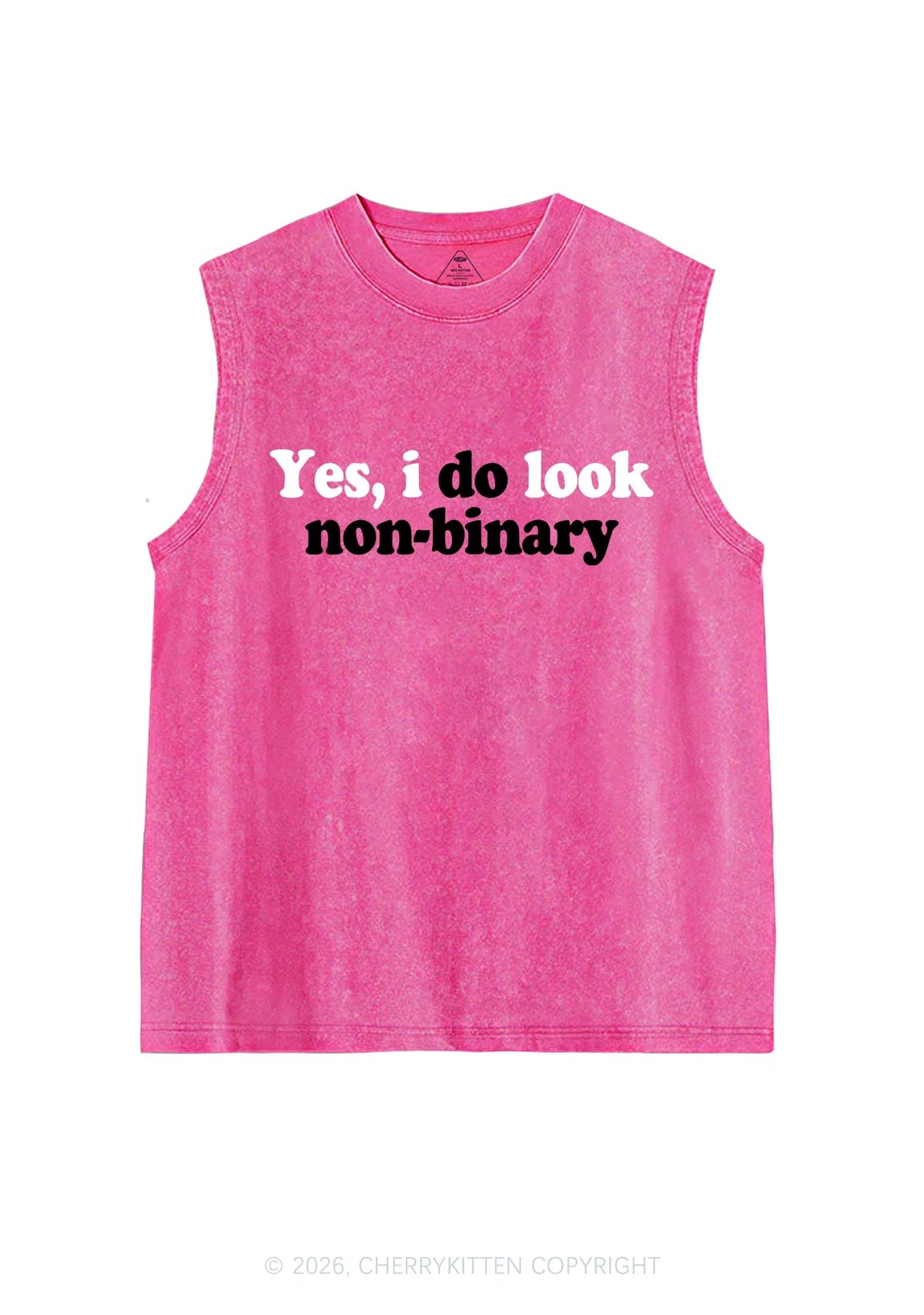 I Do Look Nonbinary Pride Y2K Washed Muscle Tank Cherrykitten