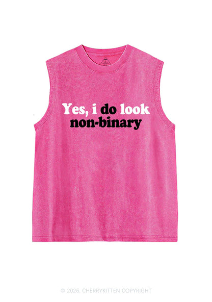 I Do Look Nonbinary Pride Y2K Washed Muscle Tank Cherrykitten
