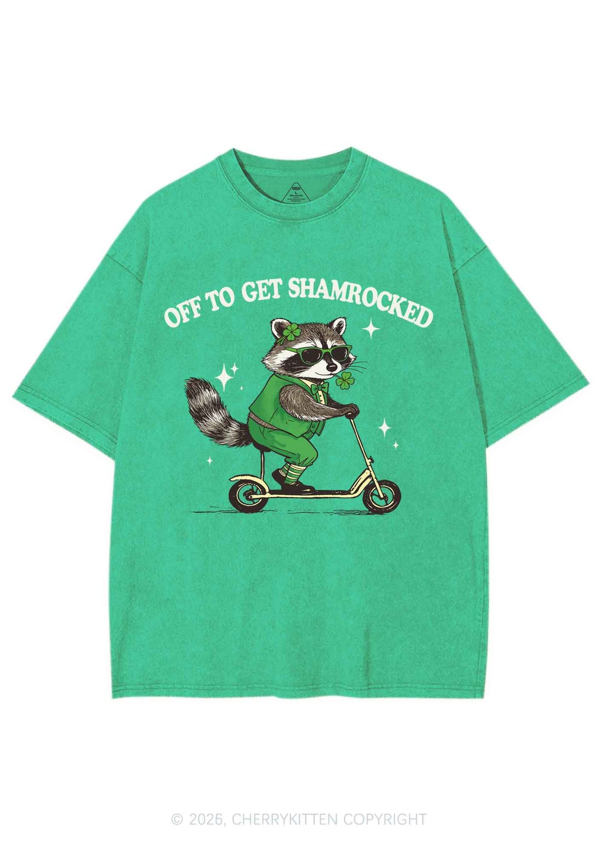 Off To Get Shamrocked St Patricks Y2K Shirts Washed Tee Cherrykitten
