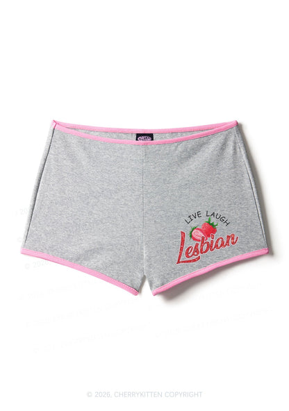 Live Laugh Lesbian Pride Y2K Booty Shorts Cherrykitten
