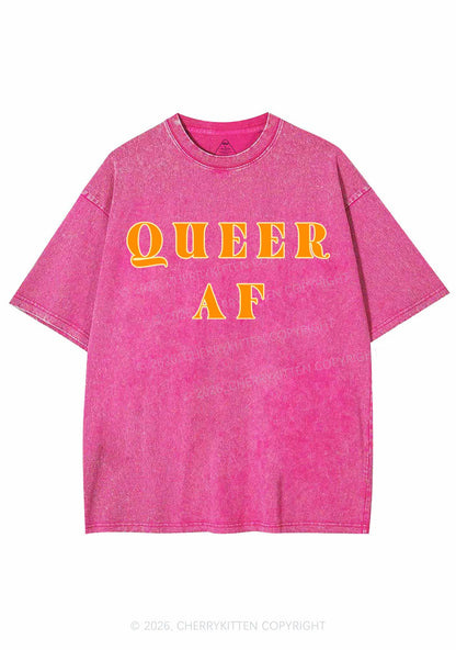 Queer AF Pride Y2K Shirts Washed Tee Cherrykitten