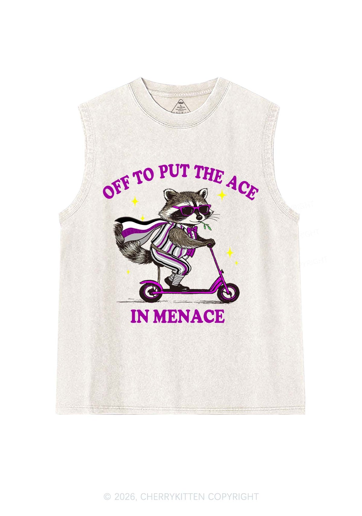 Put The Ace In Menace Pride Y2K Washed Muscle Tank Cherrykitten