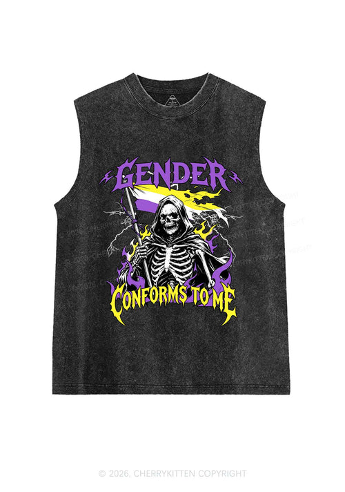 Gender Conforms To Me Pride Y2K Washed Muscle Tank Cherrykitten