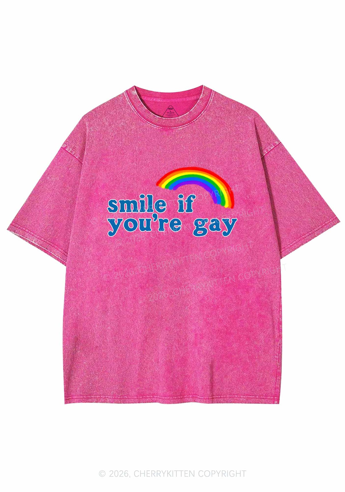 Rainbow Smile If You Are Gay Pride Y2K Shirts Washed Tee Cherrykitten
