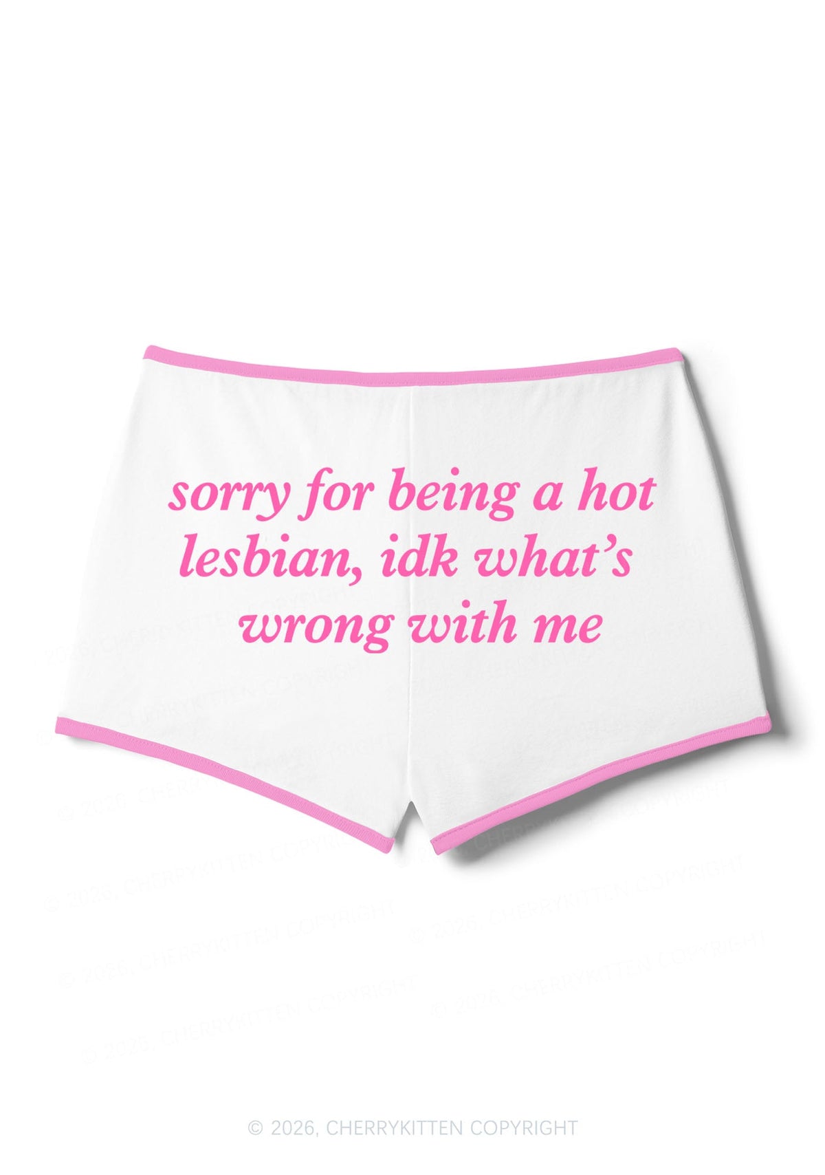 Sorry For Being Hot Lesbian Pride Y2K Booty Shorts Cherrykitten