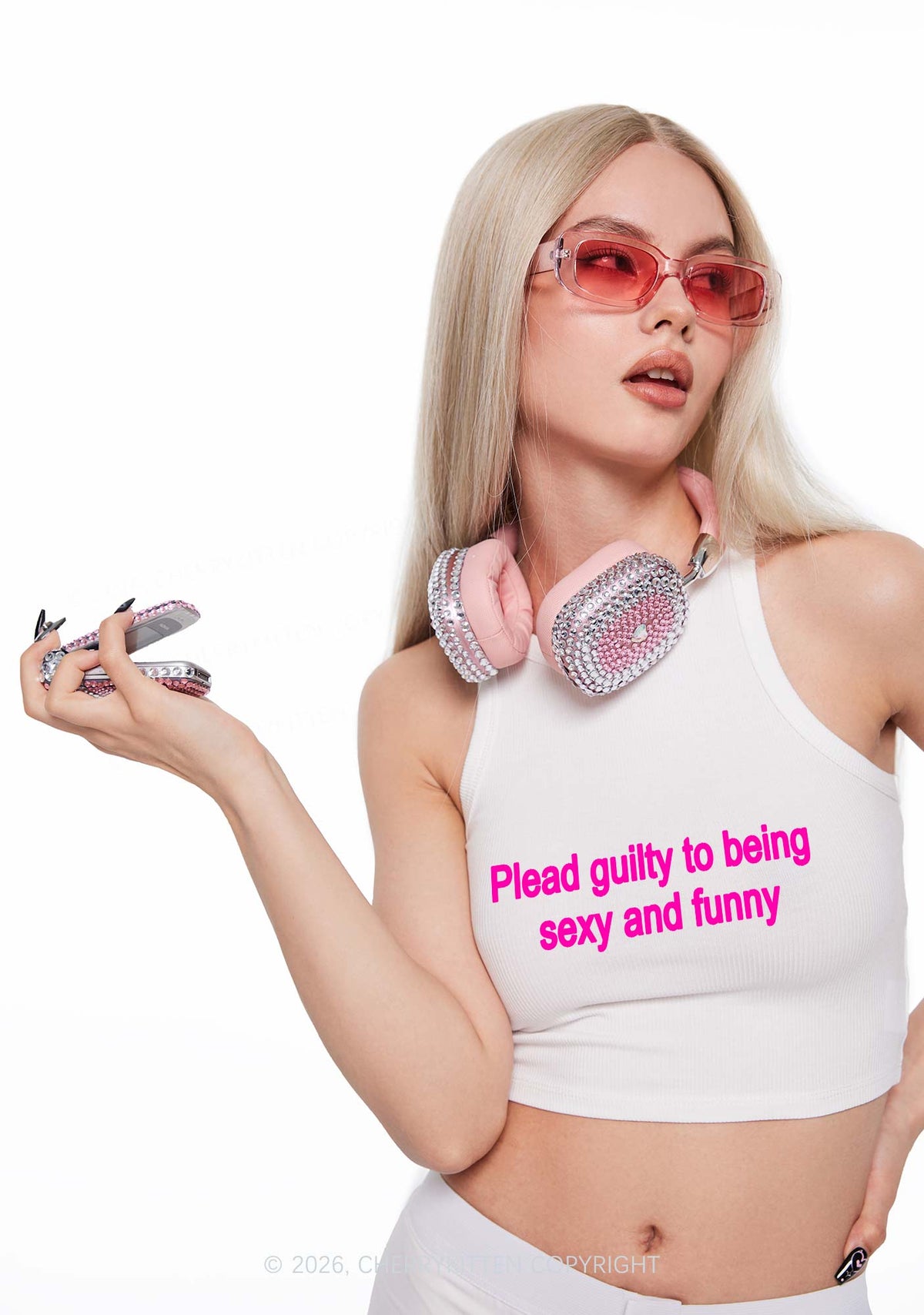 Plead Guilty To Being Funny Y2K Crop Tank Top Cherrykitten