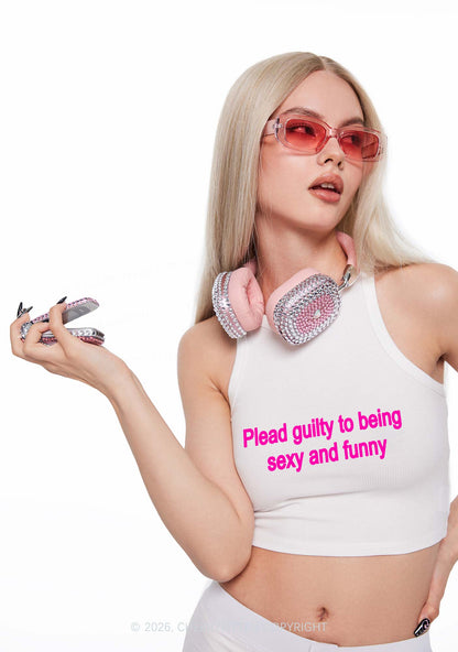 Plead Guilty To Being Funny Y2K Crop Tank Top Cherrykitten
