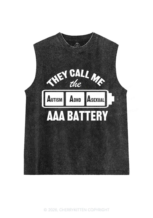 They Call Me AAA Battery Pride Y2K Washed Muscle Tank Cherrykitten