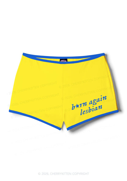 Born Again Lesbian Pride Y2K Booty Shorts Cherrykitten