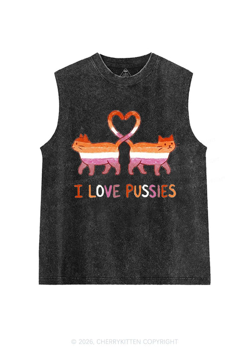 I Love Puxxies Pride Y2K Washed Muscle Tank Cherrykitten