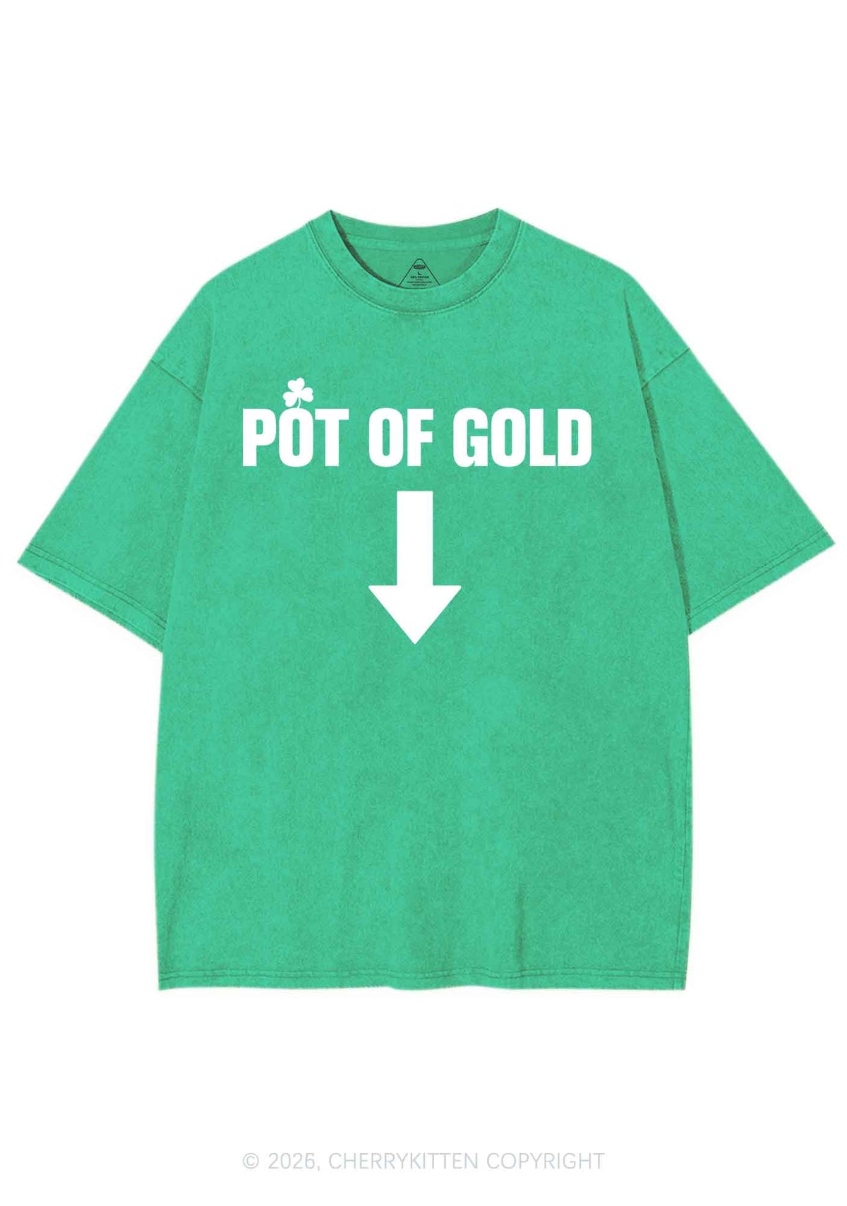 Pot Of Gold St Patricks Y2K Shirts Washed Tee Cherrykitten