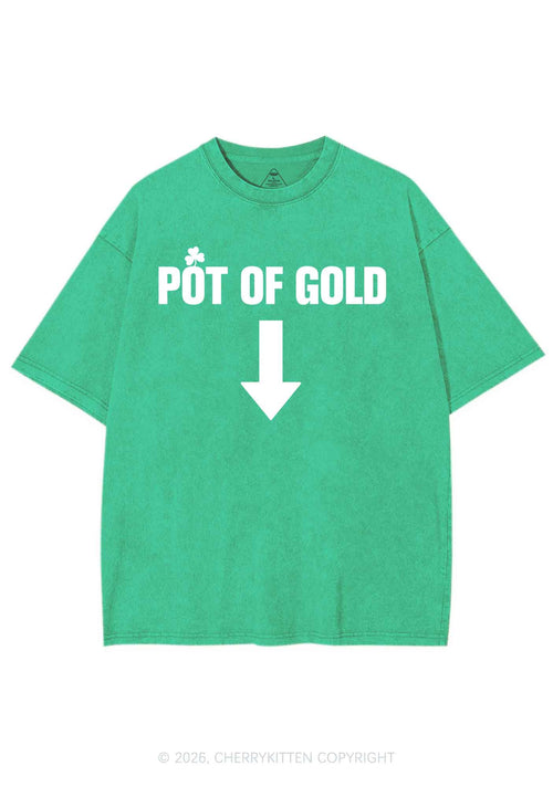 Pot Of Gold St Patricks Y2K Shirts Washed Tee Cherrykitten