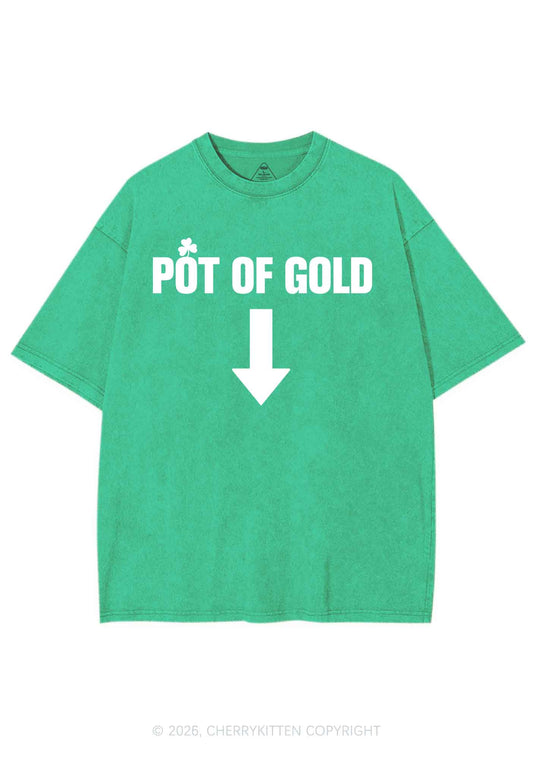 Pot Of Gold St Patricks Y2K Shirts Washed Tee Cherrykitten