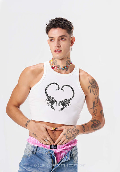 Skull Scorpion Heart Y2K Crop Tank Top Cherrykitten