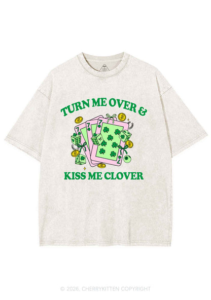 Kiss Me Clover Cards St Patricks Y2K Shirts Washed Tee Cherrykitten