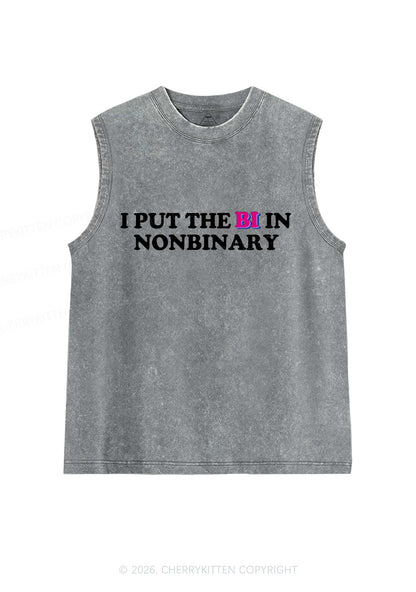 I Put The Bi In Nonbinary Pride Y2K Washed Muscle Tank Cherrykitten