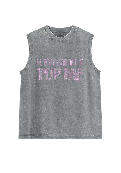 Rhinestone I Let Femmes Top Me Pride Y2K Washed Muscle Tank Cherrykitten