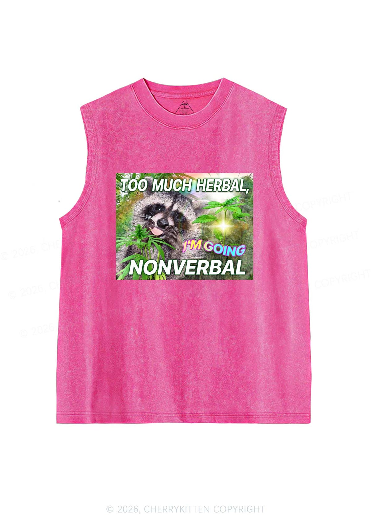 Im Going Nonverbal Y2K Washed Muscle Tank Cherrykitten