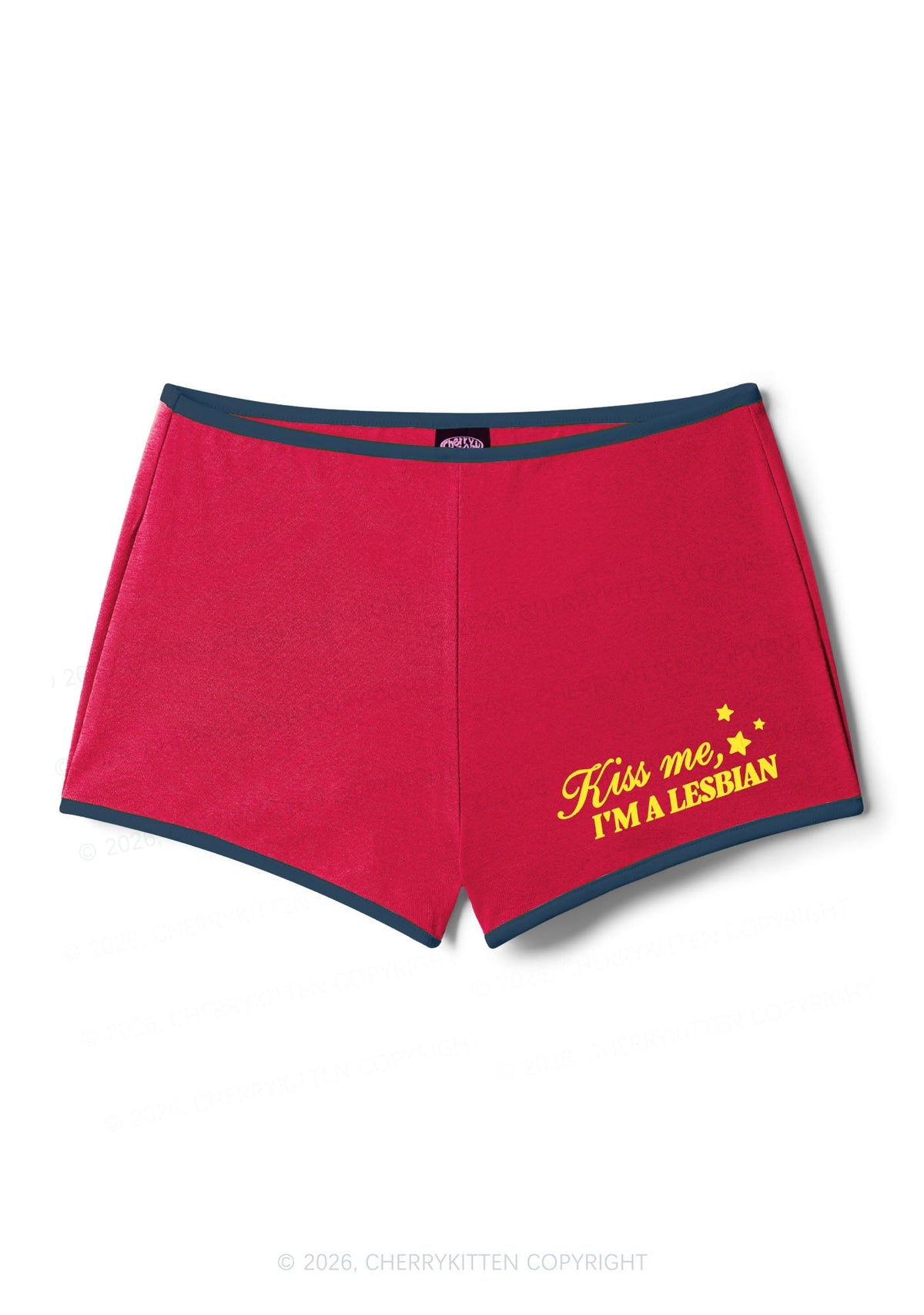 Kiss Me Im A Lesbian Pride Y2K Booty Shorts Cherrykitten