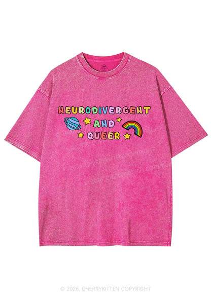 Neurodivergent And Queer Y2K Shirts Washed Tee Cherrykitten