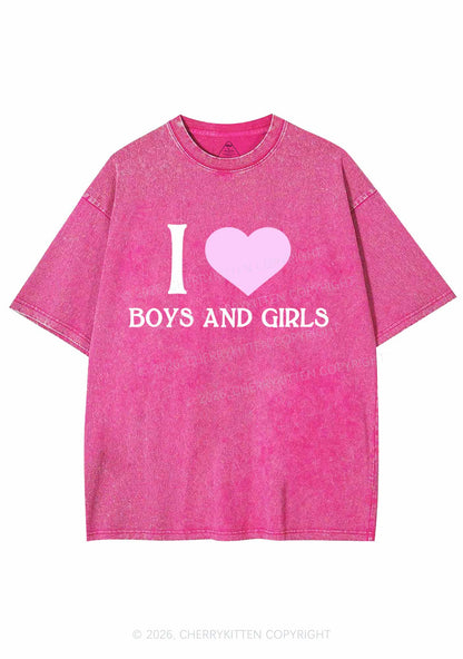 I Love Boys and Girls Pride Y2K Shirts Washed Tee Cherrykitten