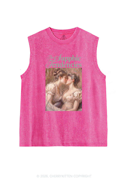The Sapphic Tendencies Kiss Pride Y2K Washed Muscle Tank Cherrykitten