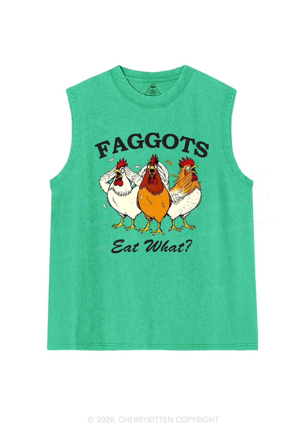 Faggots Eat What Pride Y2K Washed Muscle Tank Cherrykitten