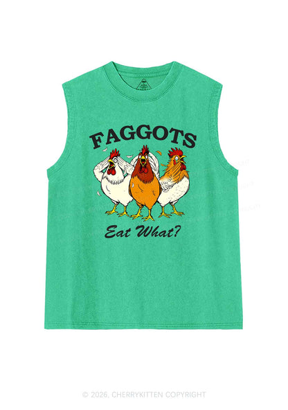 Faggots Eat What Pride Y2K Washed Muscle Tank Cherrykitten