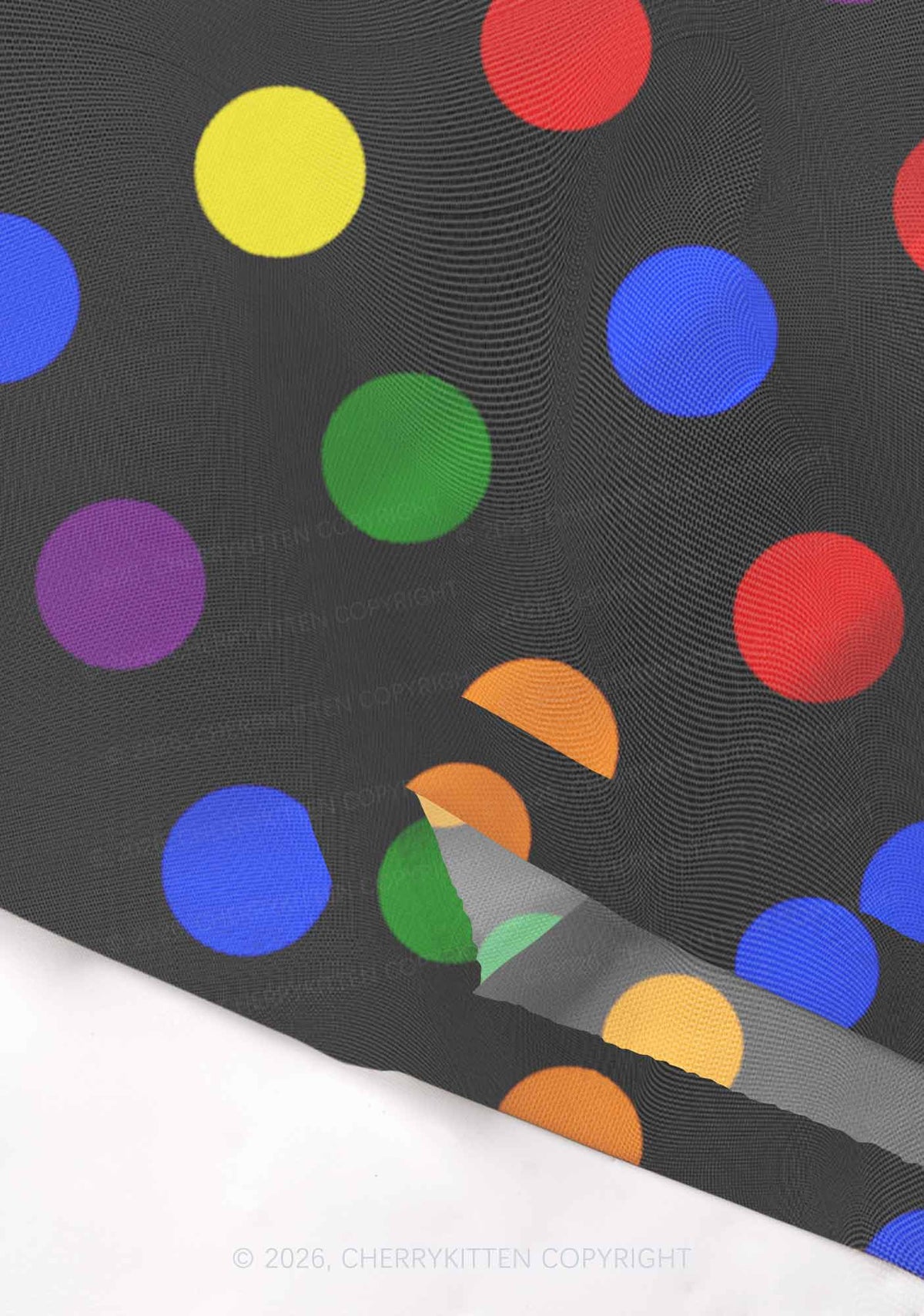 Rainbow Dots On Black Pride Y2K Mesh Crop Top Cherrykitten