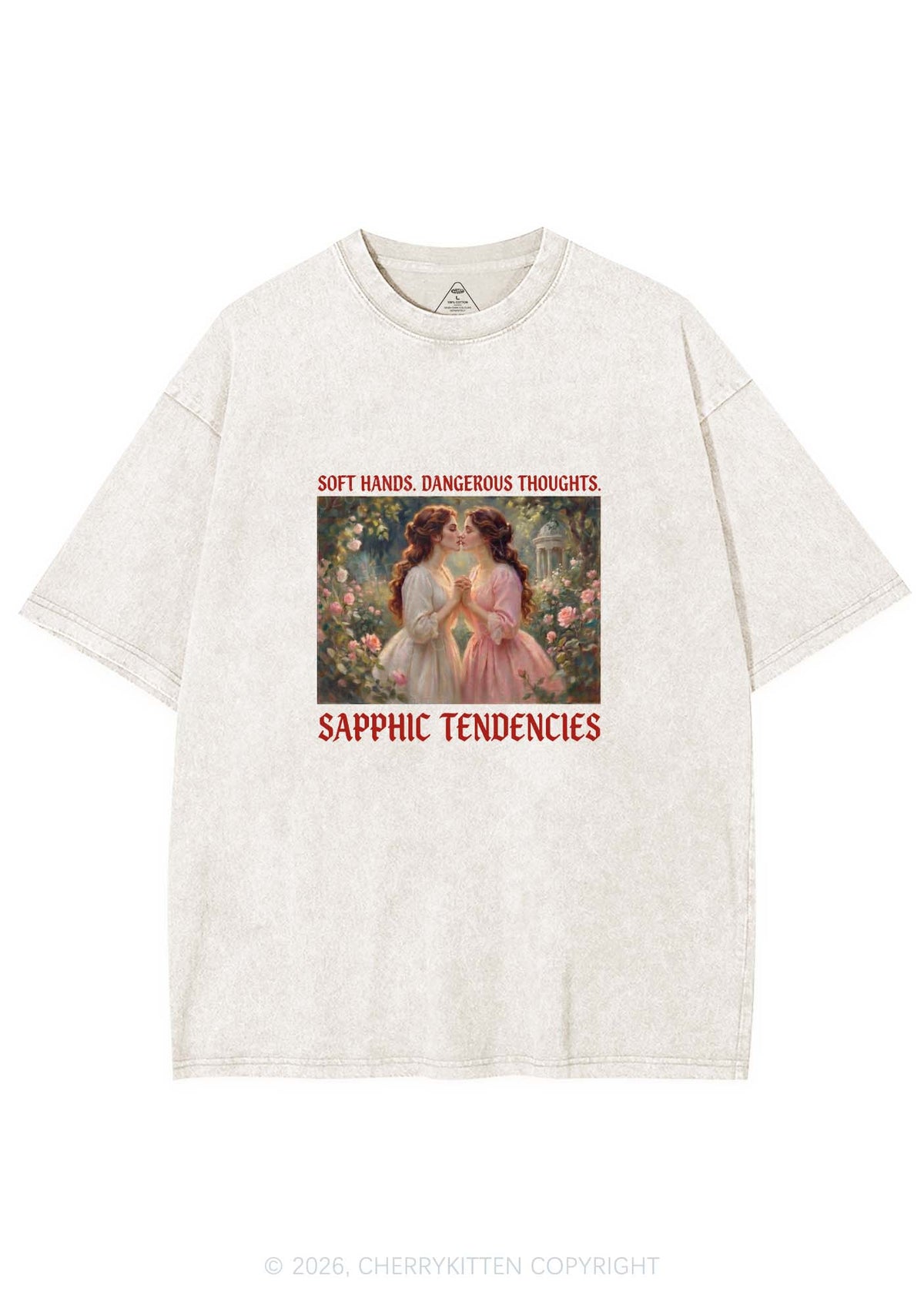Soft Sapphic Tendencies Pride Y2K Shirts Washed Tee Cherrykitten