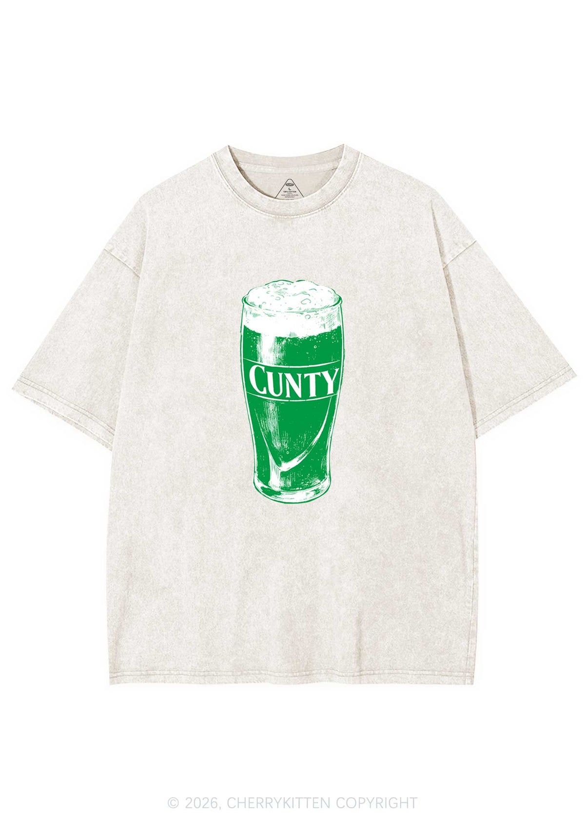 Green Cxxty Beer St Patricks Y2K Shirts Washed Tee Cherrykitten